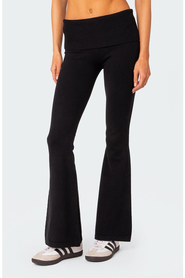 Desiree Foldover Flare Pants, Main, color, BLACK