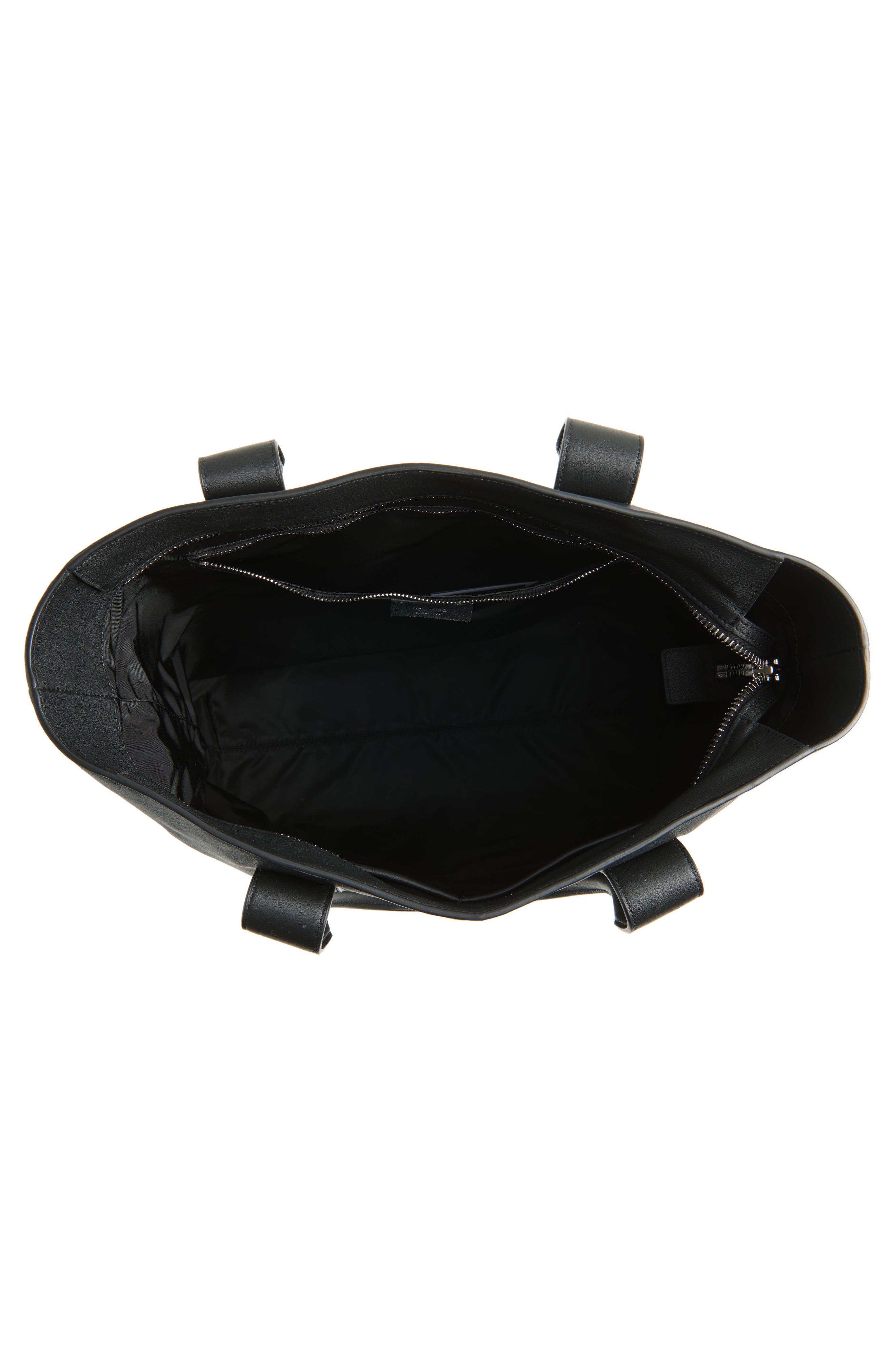 TOM FORD Leather North/South Tote, Alternate, color, Black