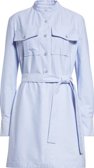 Givenchy Military Long Sleeve Cotton Oxford Mini Shirtdress