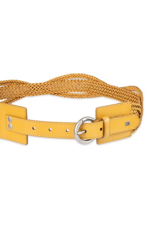 Sam Edelman Twist Braided Leather Belt In Yellow