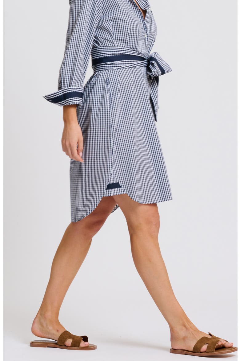 Winnie Gingham Cotton Shirtdress, Alternate, color, FRENCH NAVY