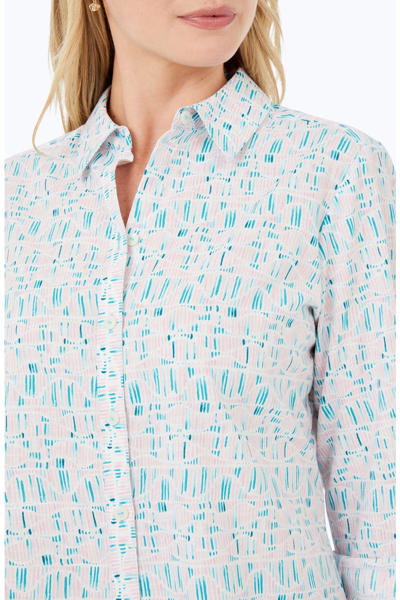 Zoey Abstract Print Cotton Button-Up Shirt, Alternate, color, OCEANSIDE