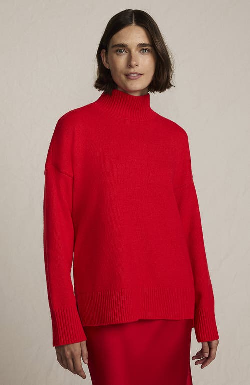 Lands' End Dweller Split Hem Turtleneck Sweater In Red