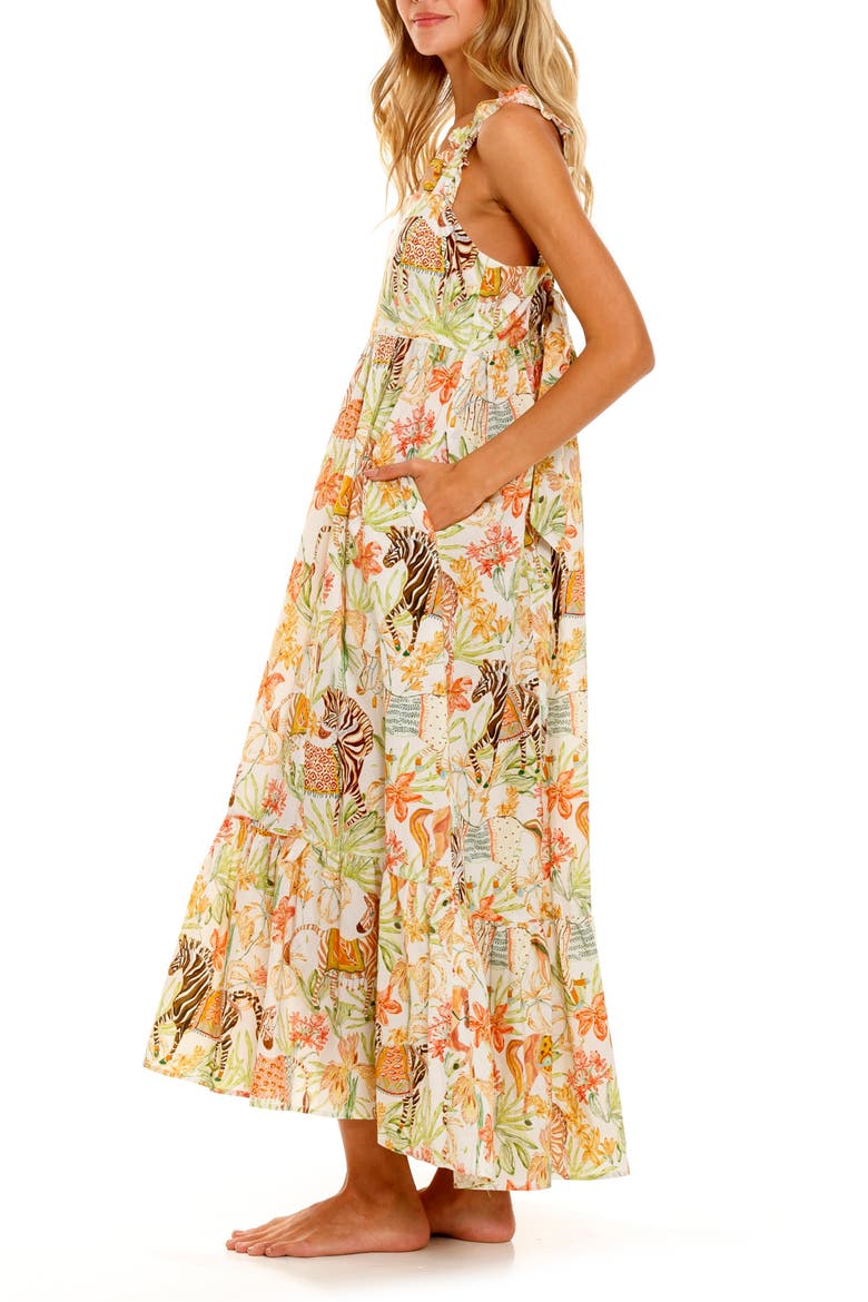 Mika Wide Caravan Cotton Nightgown, Alternate, color, GREEN