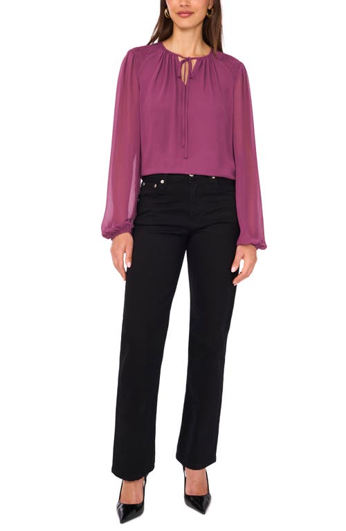 Vince Camuto Smock Detail Long Sleeve Top In Purple