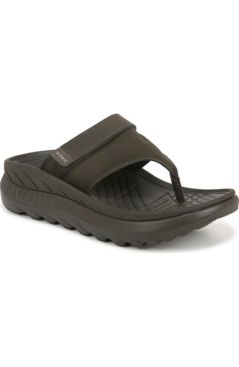 Vionic Restore II Flip Flop, Main, color, Dk Khaki Pu Nubuck