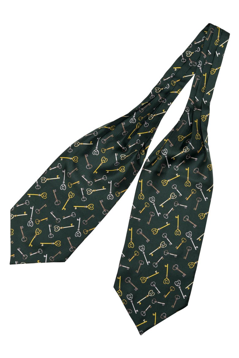 Castel Sant'Angelo - Silk Ascot Cravat Tie for Men, Alternate, color, Forest Green