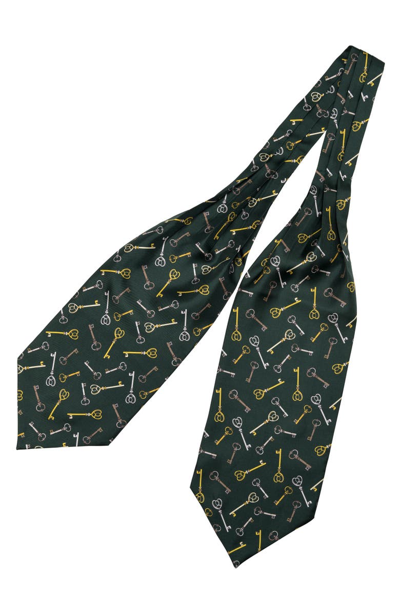Elizabetta Castel Sant'Angelo - Silk Ascot Cravat Tie for Men, Alternate, color, Forest Green