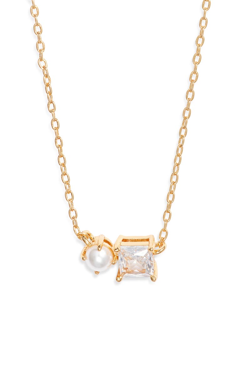 dear bestie pendant necklace, Main, color, CREAM/ CLEAR/ GOLD