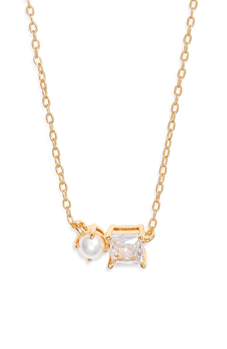 Kate Spade New York dear bestie pendant necklace, Main, color, Cream/ Clear/ Gold