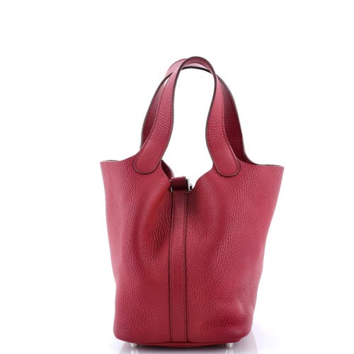Pre-owned Hermes Hermes Picotin Lock Bag Clemence Pm In Red