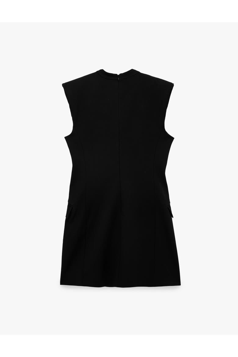 Sleeveless Notched Collar Mini Blazer Dress, Alternate, color, BLACK