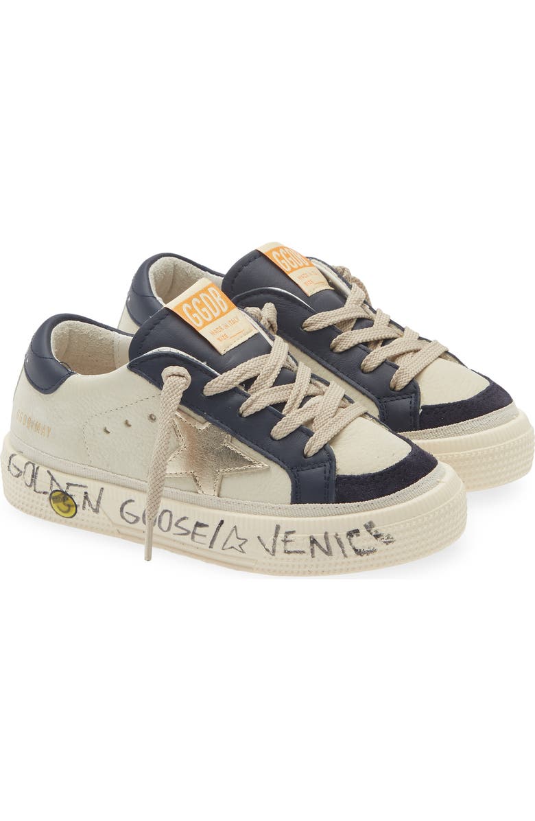 Golden Goose Kids' May Sneaker, Main, color, White/ Dark Blue/ Platinum