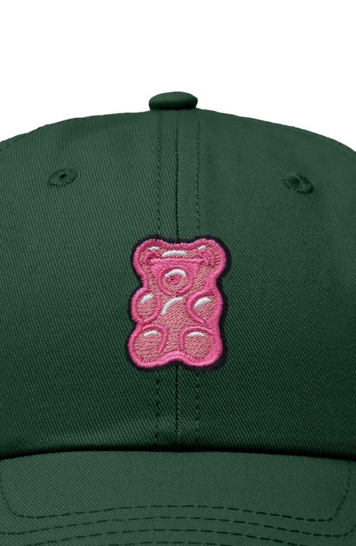 Dalix Pink Gummy Embroidered Casual Cap In Dark Green