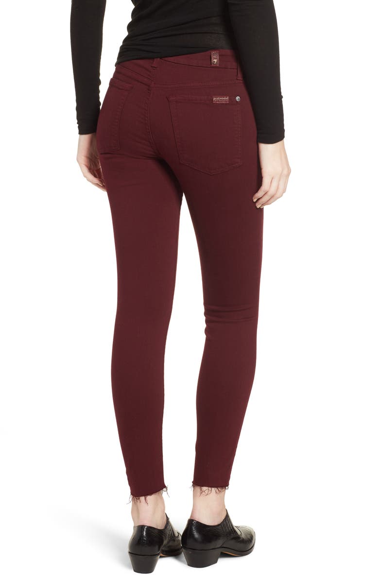 7 For All Mankind <sup>®</sup> Cutoff Hem Ankle Skinny Jeans, Alternate, color,