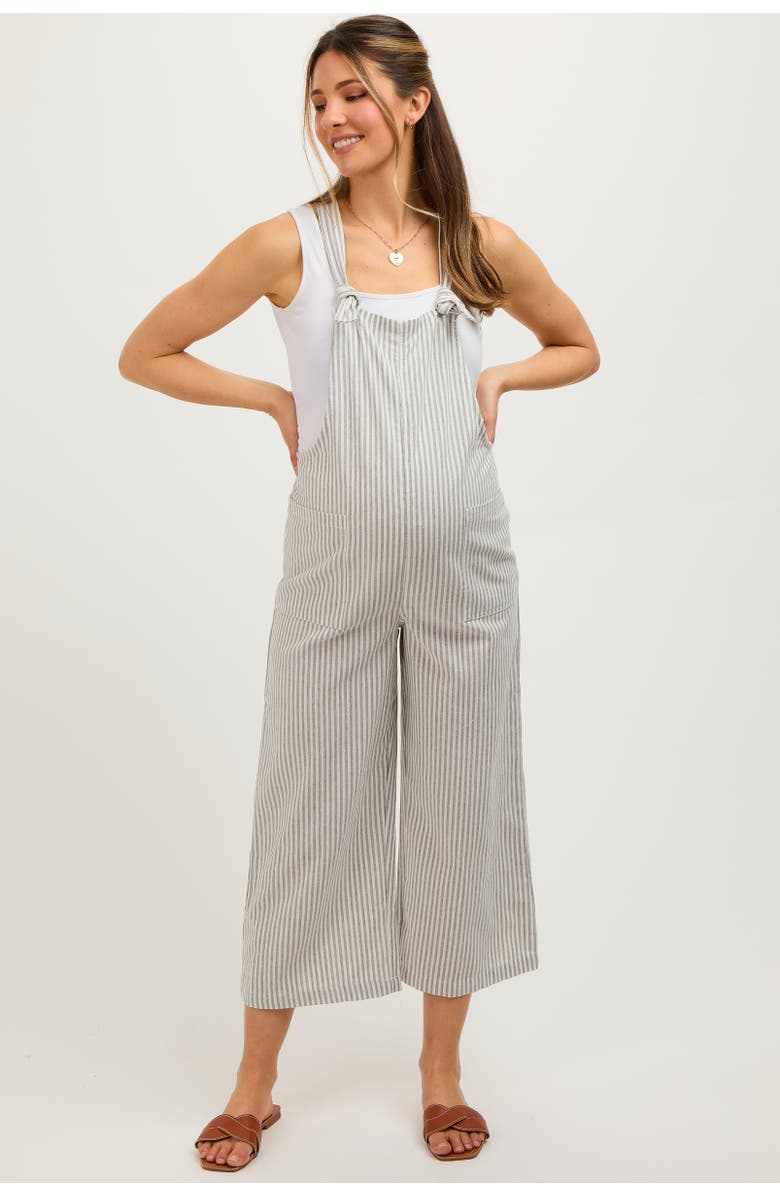 PinkBlush Striped Linen Overalls, Alternate, color, Grey