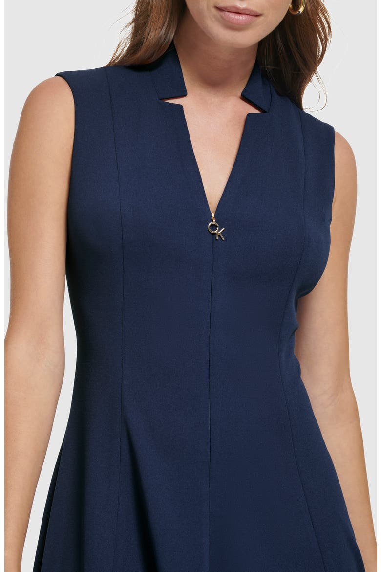 Sleeveless Zip Front Fit & Flare Dress, Alternate, color, INDIGO