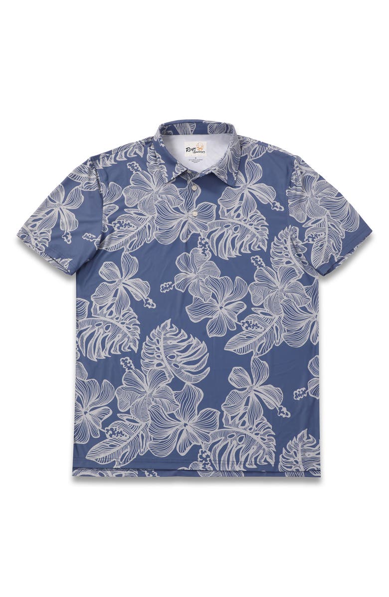 Reyn Spooner Muana Monstera Polo, Main, color, Blue Horizon