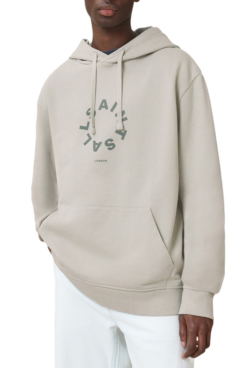 AllSaints Tierra Logo Graphic Hoodie, Alternate, color, Slate Green