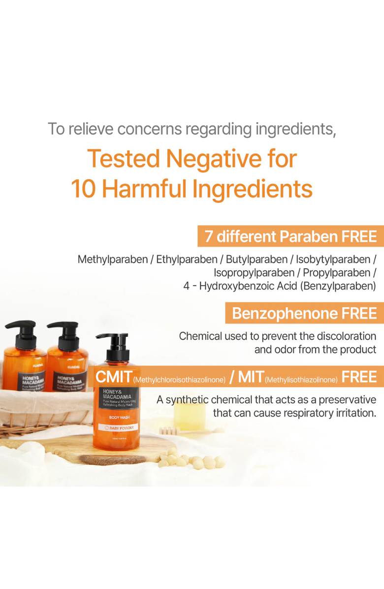 KUNDAL Honey & Macadamia Pure Body Wash - Baby Powder, Alternate, color, Orange