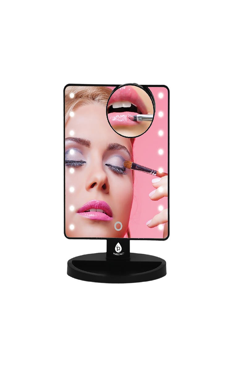 PURSONIC LED Lighted Vanity Makeup Mirror, Main, color, Black