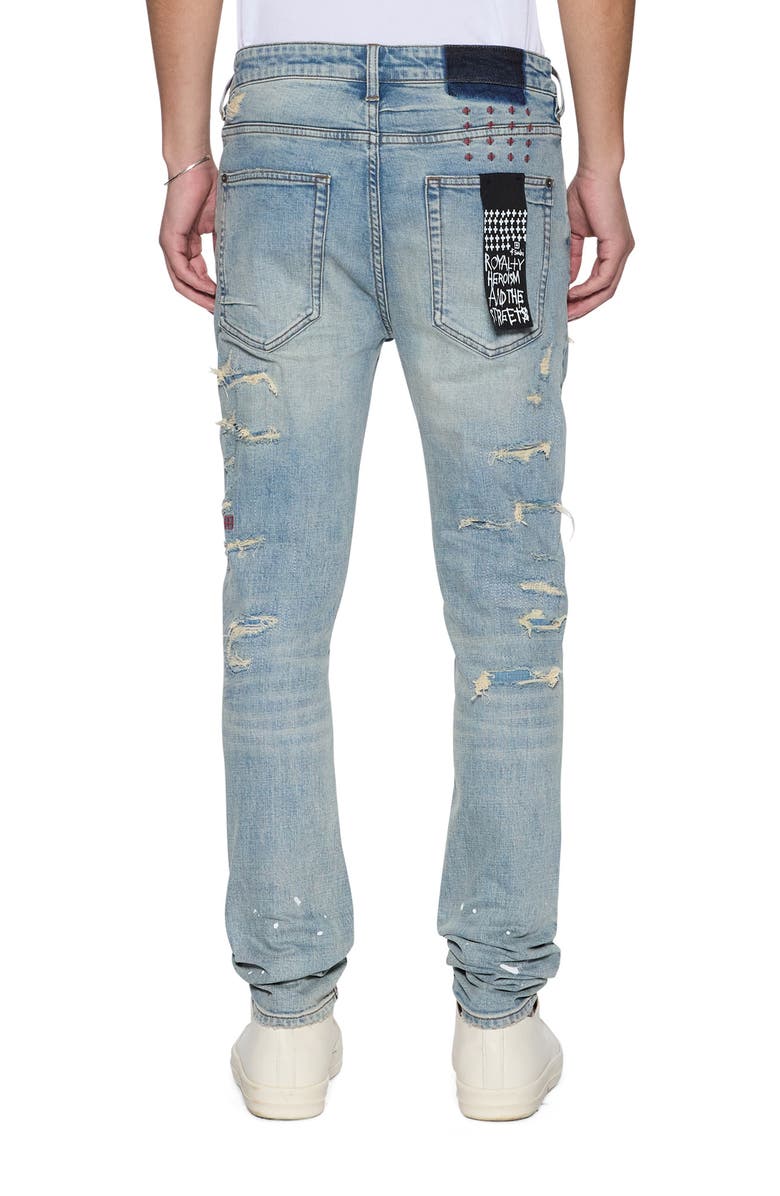 Ksubi Van Winkle Ripped Scatter Skinny Jeans, Alternate, color, Denim