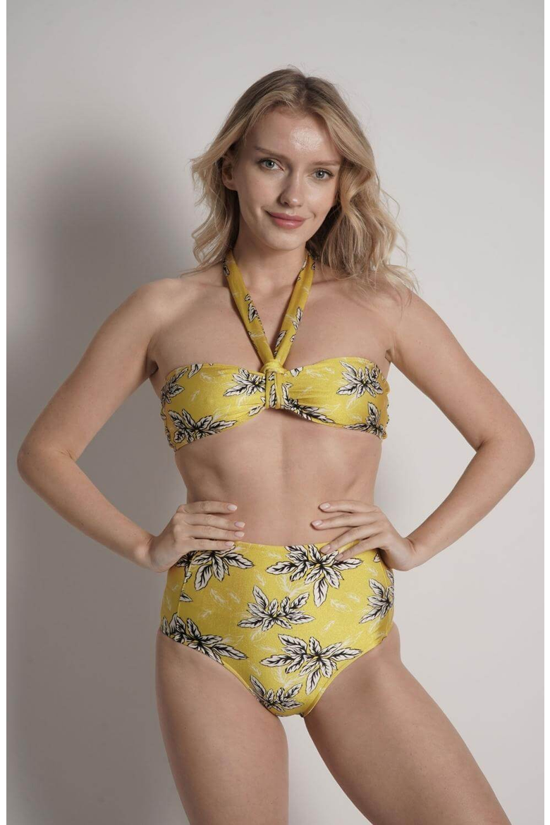 Bianca Strapless Bandeau Bikini Top, Alternate, color, Yellow Floral