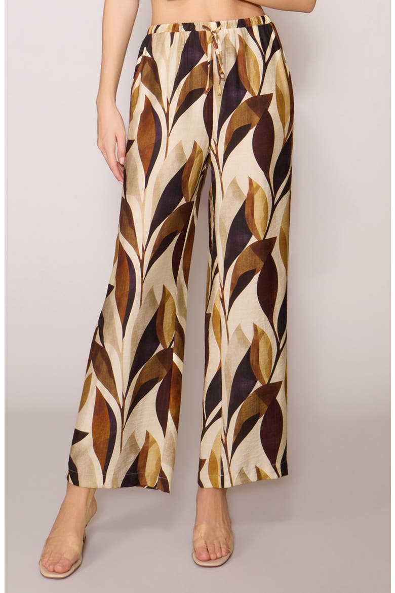 Floral Print Ankle Pants, Main, color, MULTI LEAF