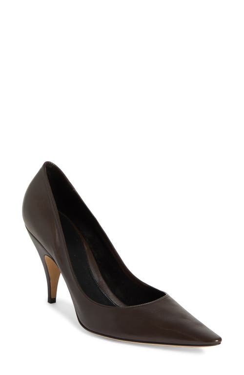 The Row Uxor Satin Pumps In Laquer Brown