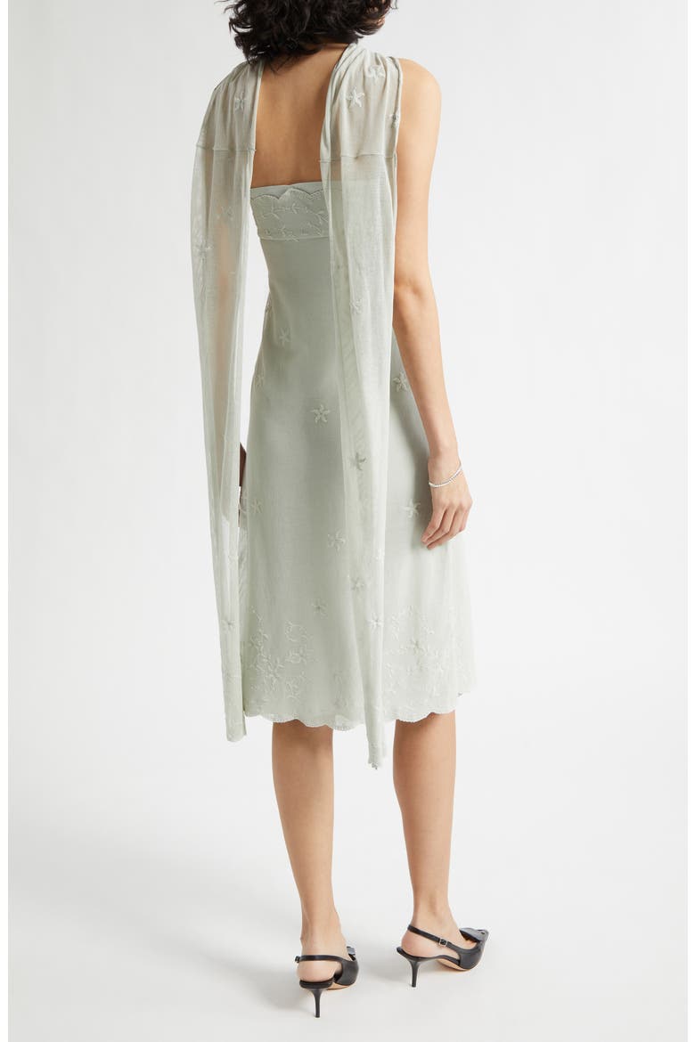Strapless Silk & Tulle Scarf Dress, Alternate, color, SEAFOAM