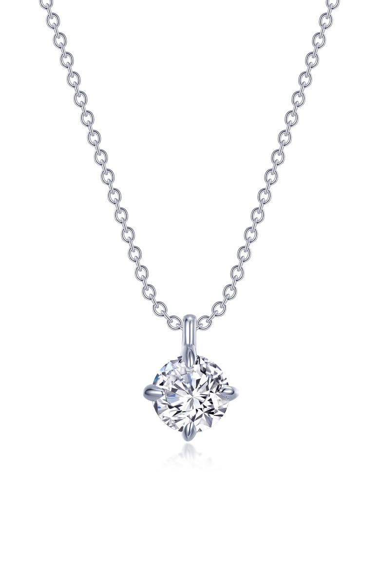 Claw Simulated Diamond Solitaire Pendant Necklace, Main, color, SILVER