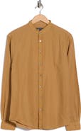 John Varvatos Slim Fit Band Collar Stretch Button-Up Shirt