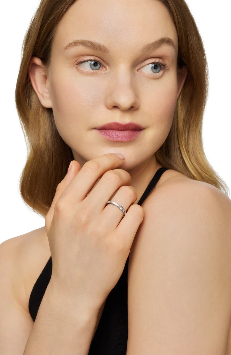 David Yurman Cable Collectibles<sup>®</sup> Stack Ring in Sterling Silver, 3mm, Alternate, color, Silver