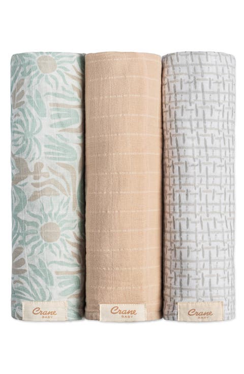 3-Pack Assorted Cotton Swaddle Blankets
