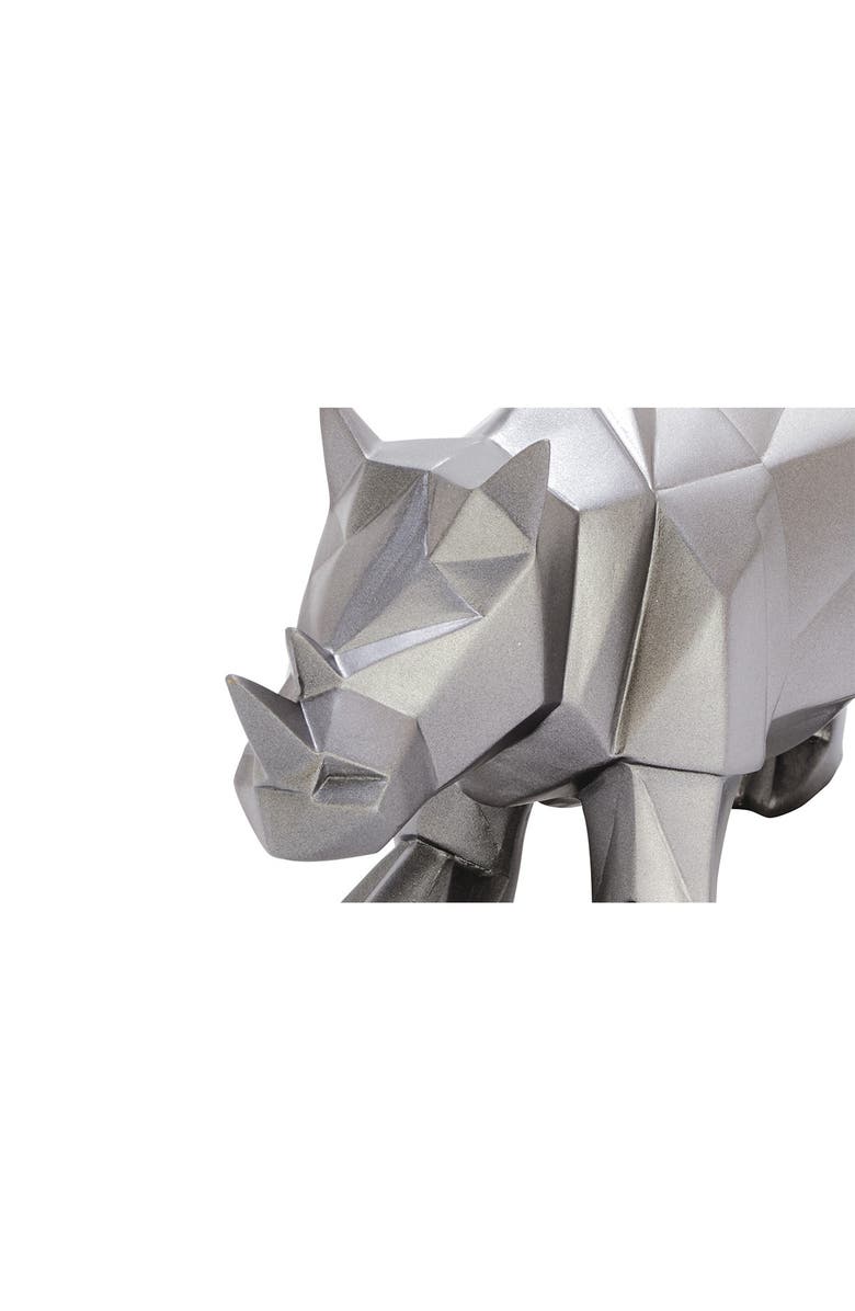 COSMO BY COSMOPOLITAN Silver Polystone Modern Rhino Sculpture, Alternate, color, Silver