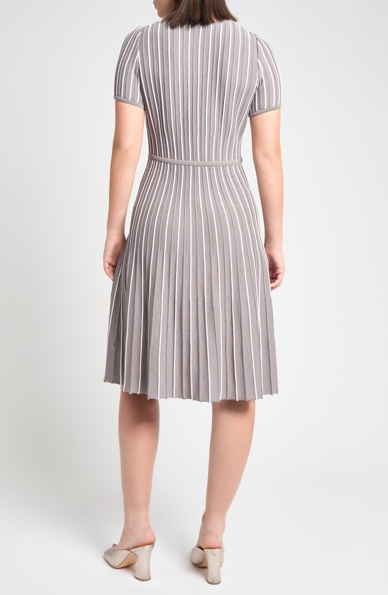 Ming Wang Modern Fit Stripe A-Line Knit Dress, Alternate, color, Mink/ White