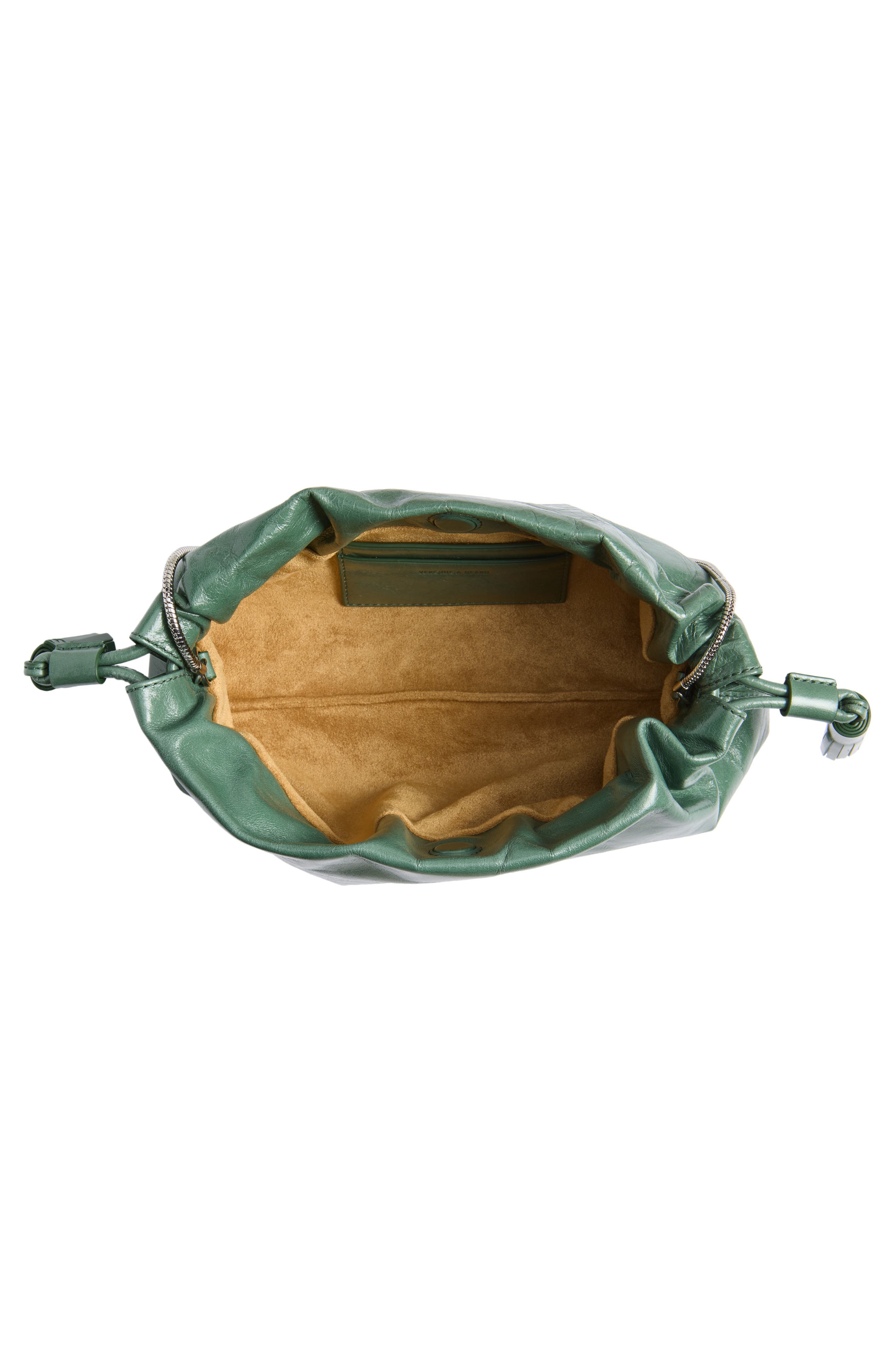 Veronica Beard Crinkle Leather Small Stash Bag, Alternate, color, Sage