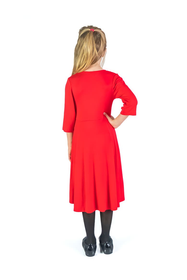 Knee Length Fit and Flare Comfortable Party Dress, Alternate, color, Red