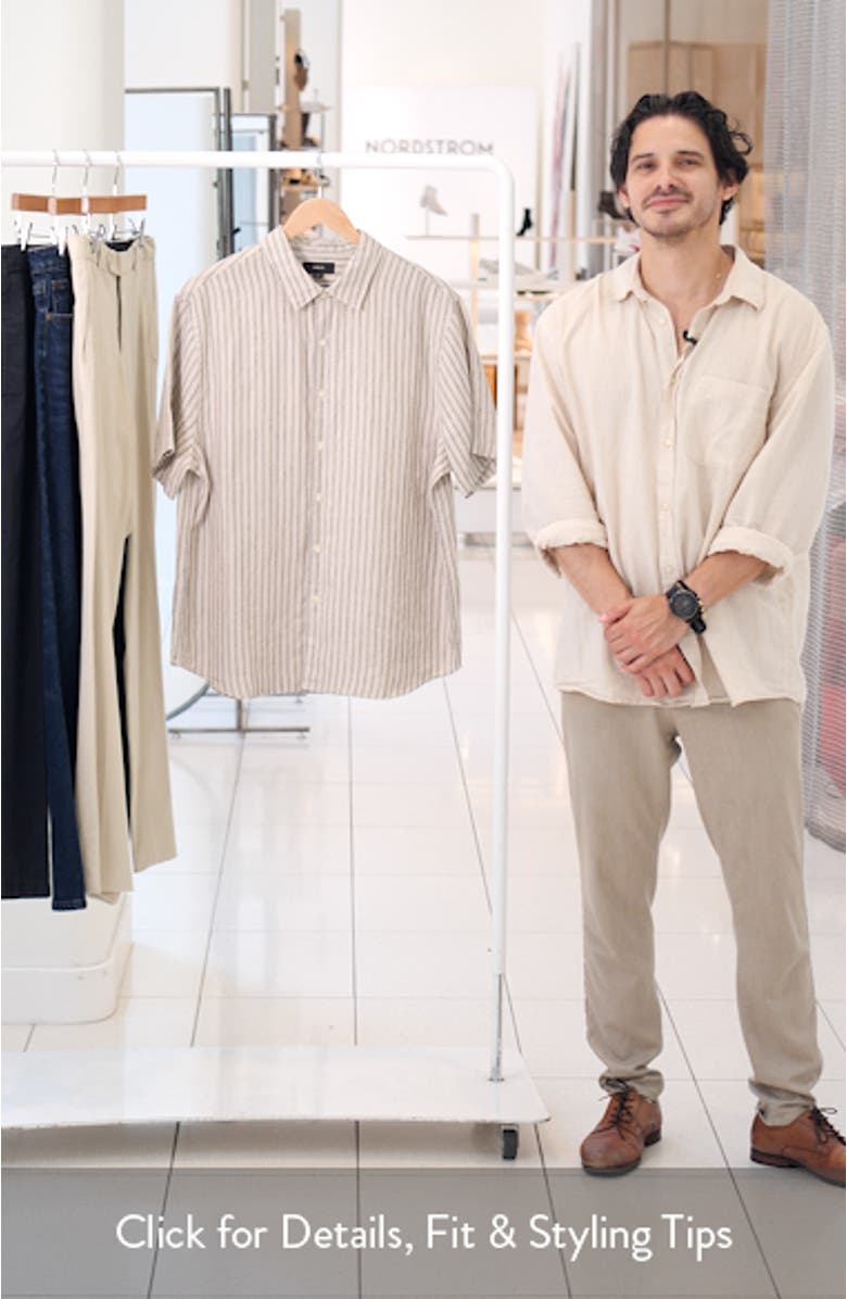 Ballstone Stripe Short Sleeve Hemp Button-Up Shirt, sales video thumbnail