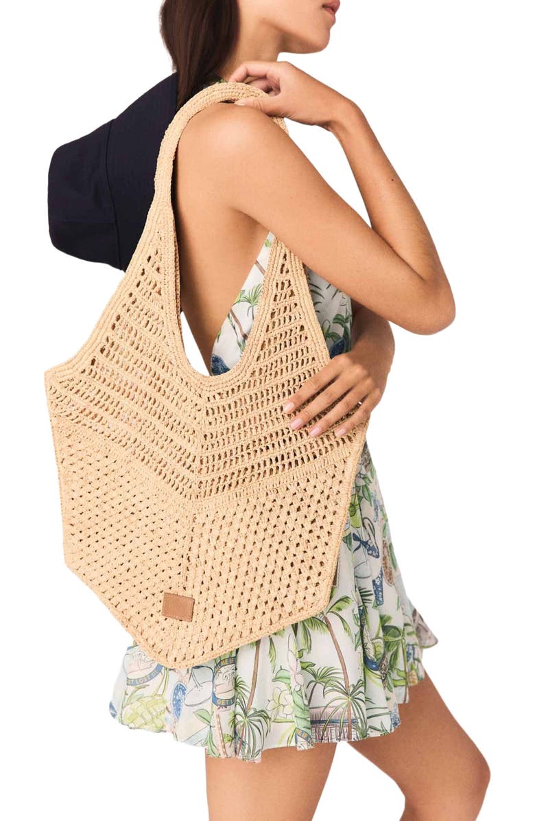 maje Natural raffia bag, Alternate, color, Beige