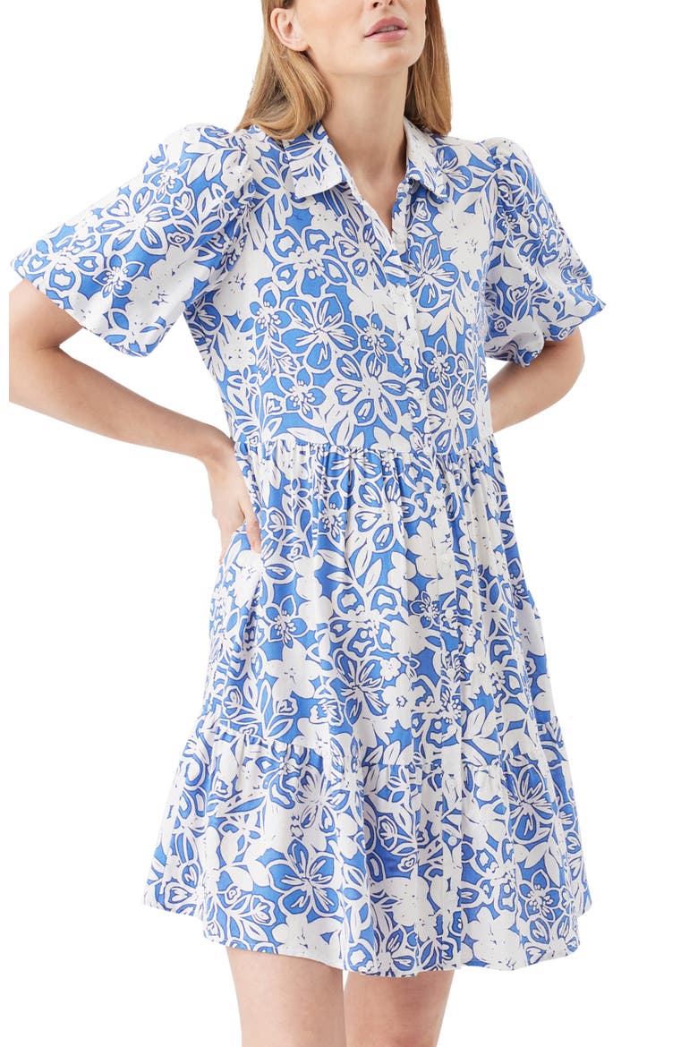 Nahla Linen Dress, Main, color, Royal / White