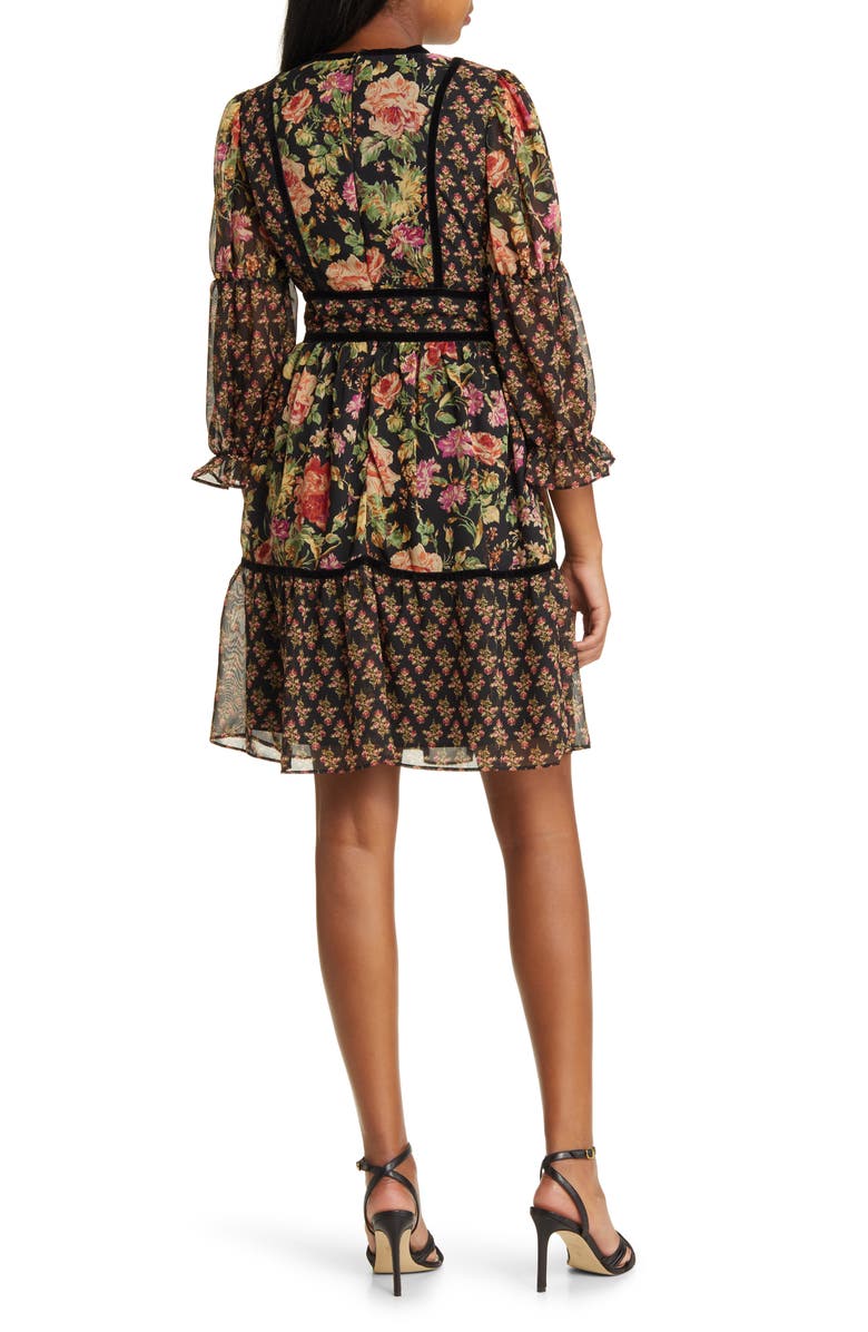 Tahari ASL Floral Long Sleeve Chiffon Dress | Nordstromrack