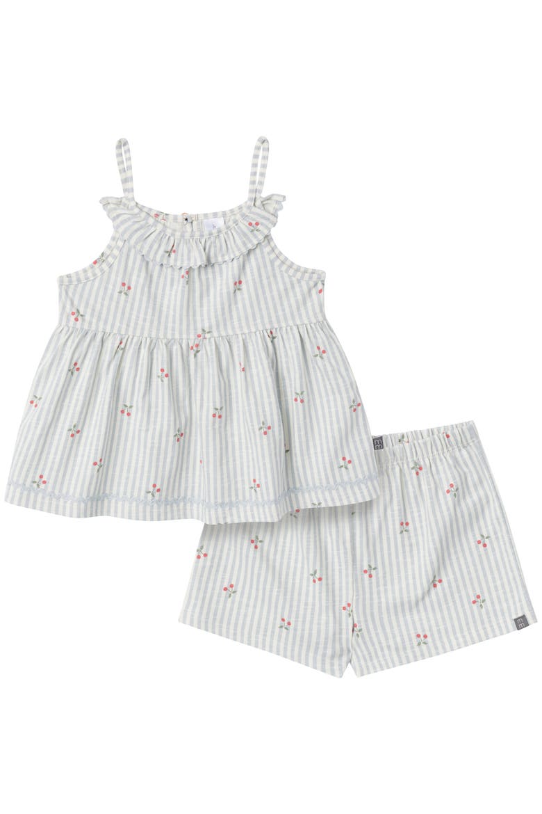 Ruffle Top and Shorts Set, Main, color, Blue Cherry Stripes