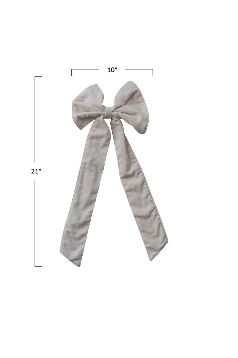 Cotton Velvet Bow Clip with Iron Detail, Alternate, color, Cream