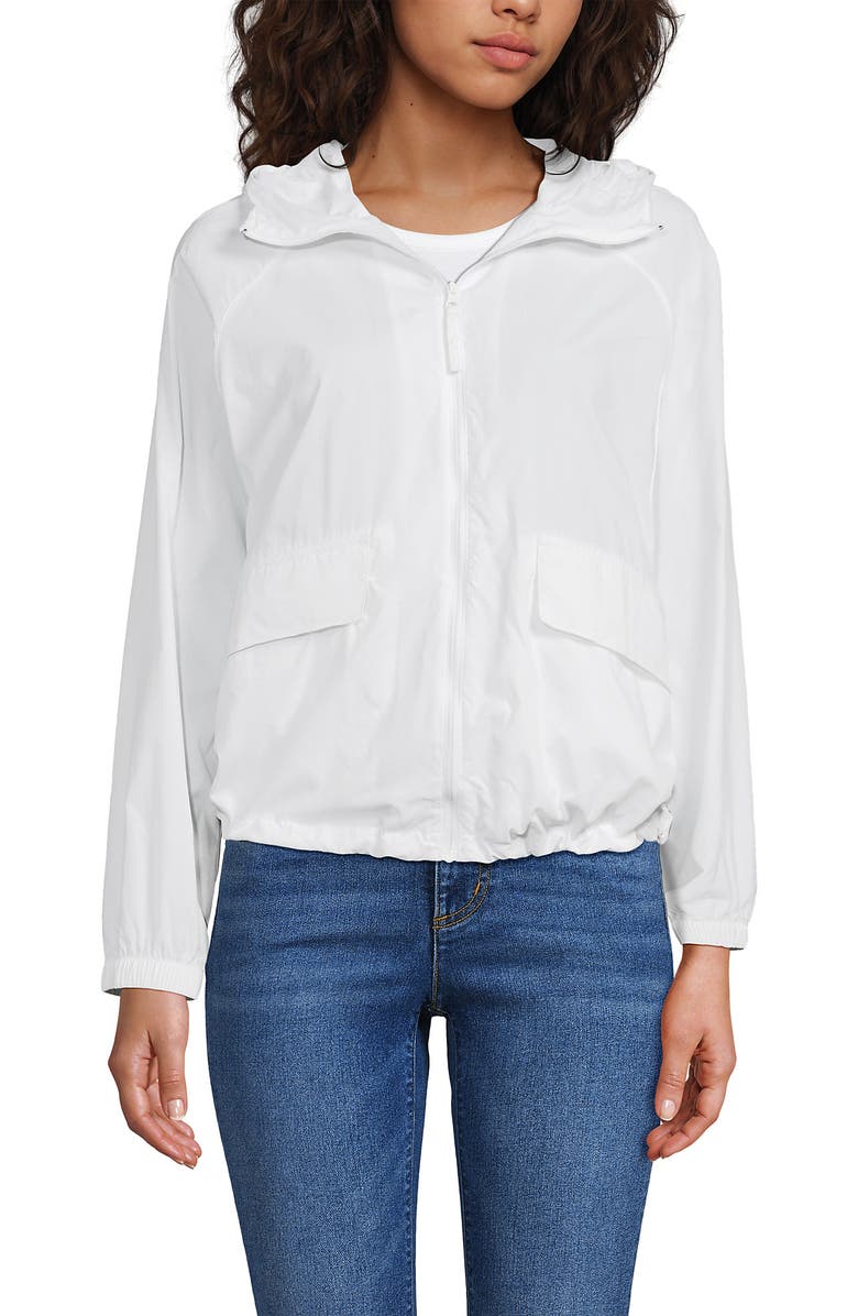 Lands' End UPF Packable Hooded Windbreaker Jacket, Main, color, 