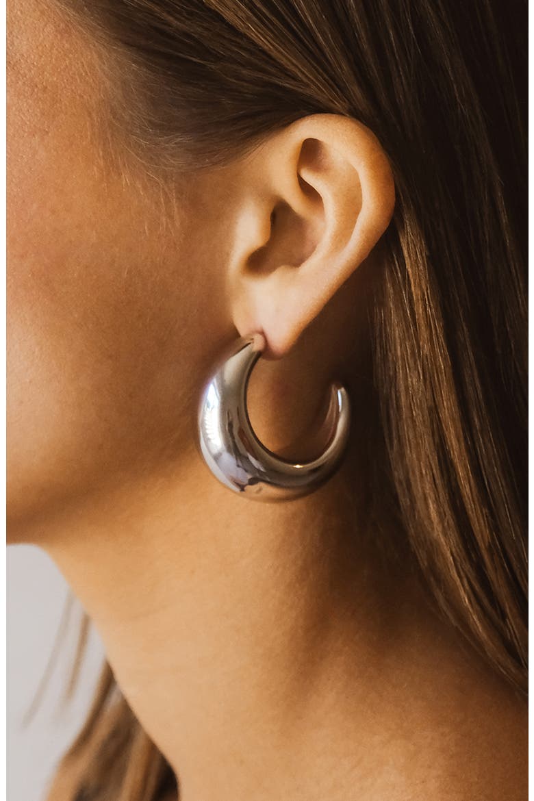 Eclipse Hoop Earrings, Alternate, color, SILVER
