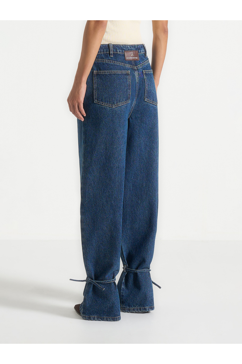Faye Wide Mid Rise Jeans, Alternate, color, Indigo