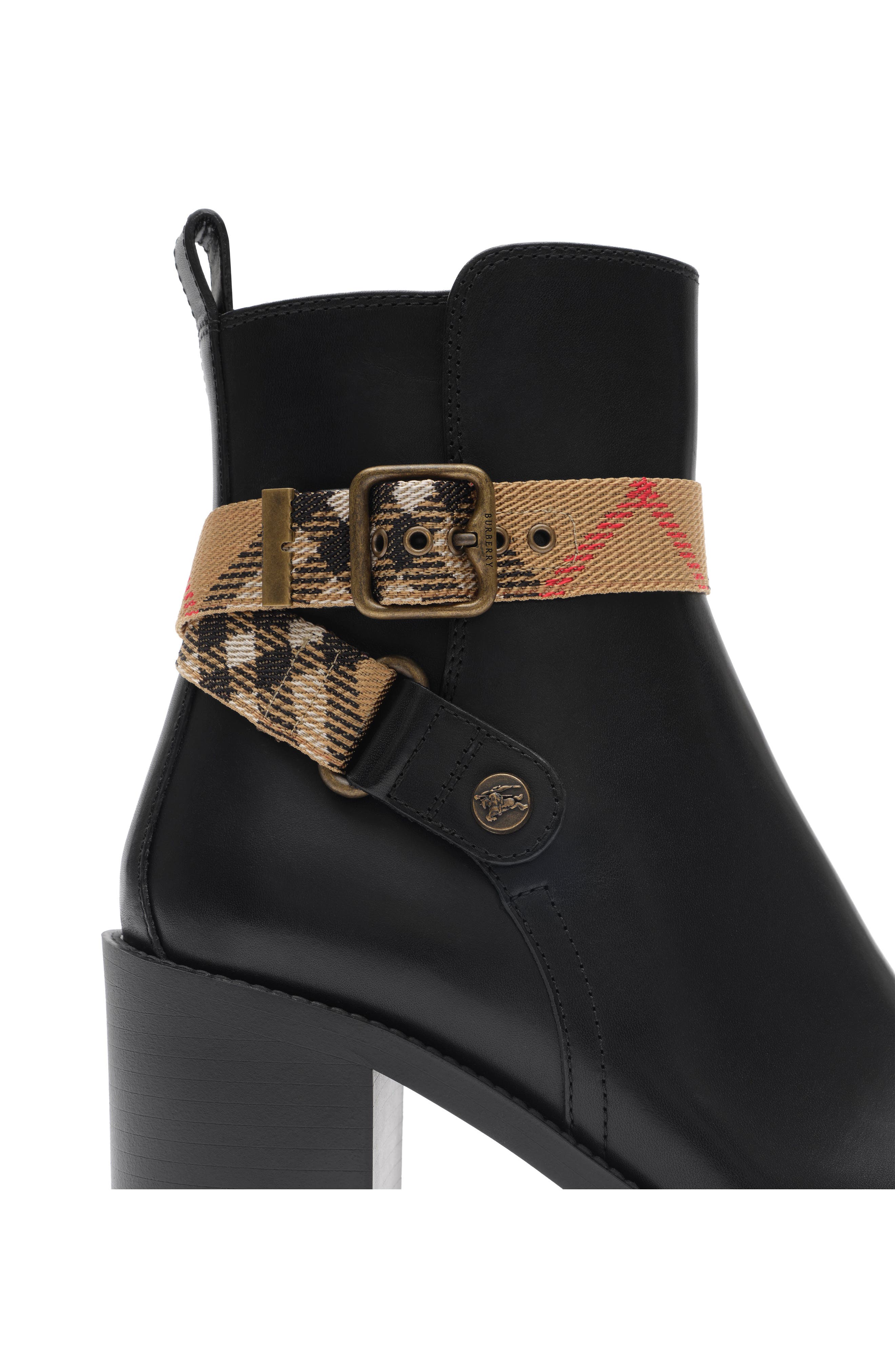 Burberry Huntley Belted Bootie, Alternate, color, Black