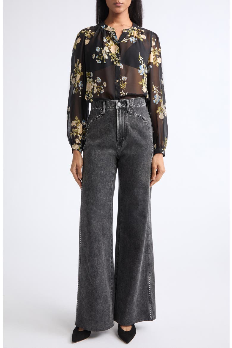 Grant Studded High Waist Wide Leg Jeans, Alternate, color, TORNADO