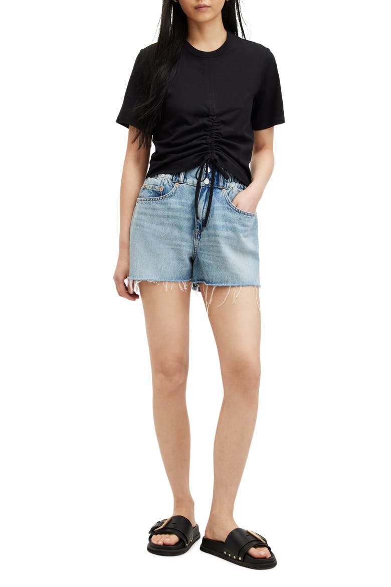 Gia Ruched T-Shirt, Alternate, color, BLACK
